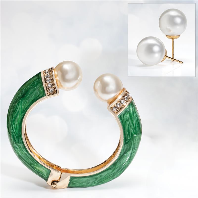 Park Avenue Cuff (Green Cuff & Stud Earrings)